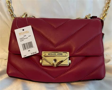 michael michael kors cece extra-small quilted leather crossbody bag|Michael Kors burgundy crossbody bag.